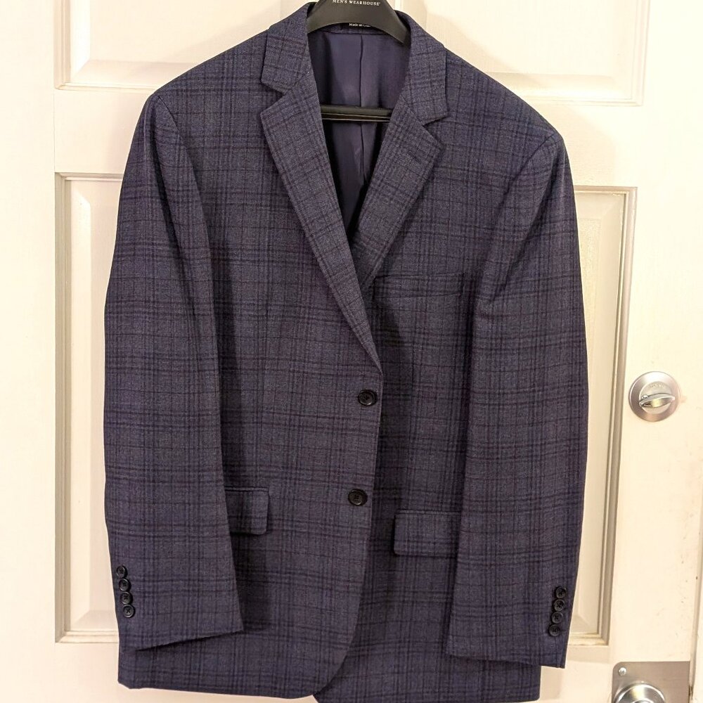 Men's Wool Blue/Black Blazer Size 42R by Pronto Uomo Platinum